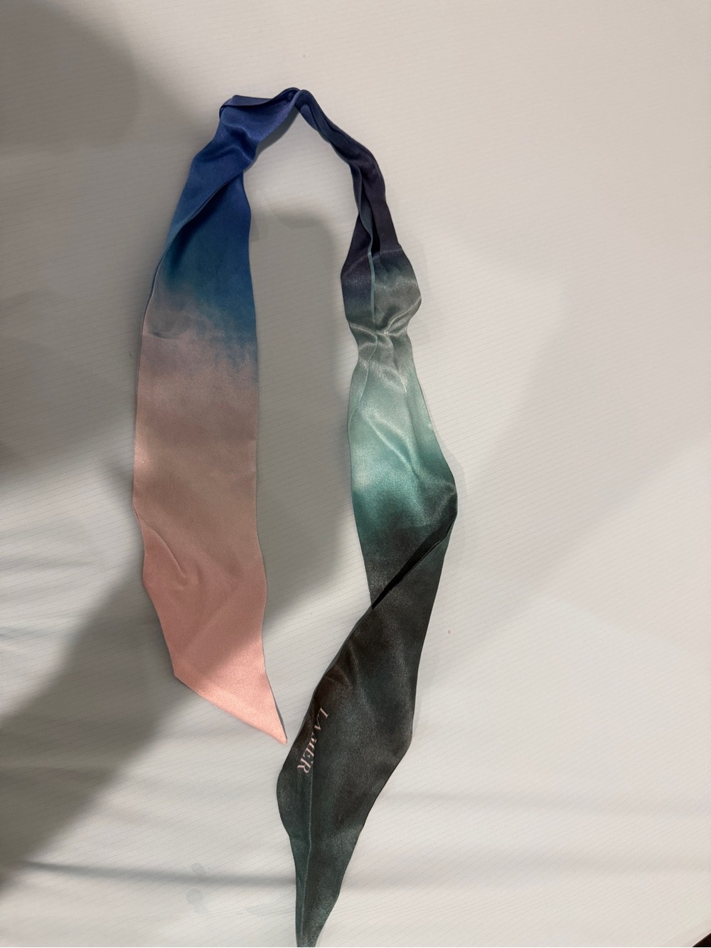 Silk Gradient Twilly Scarf in Pink, Blue & Green